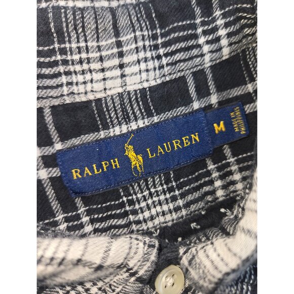 Ralph Lauren Mens Black Plaid Flannel Shirt Medium - Picture 5 of 8
